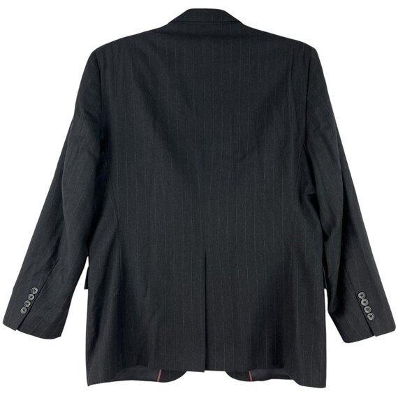 Wall Street Men's 100% Pure Wool Navy Blazer Sport Coat Size 42R Striped - Picture 2 of 12